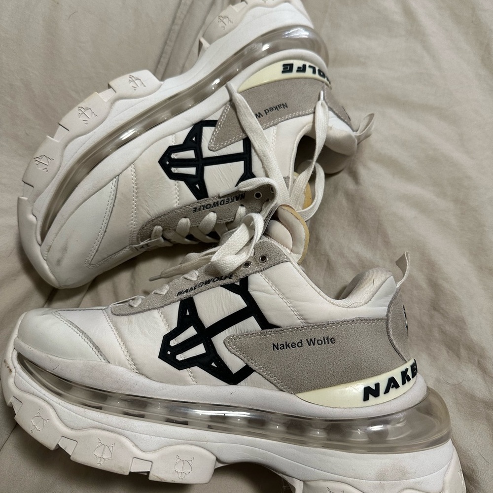 Naked Wolfe Cream and Black Chunky Sneakers